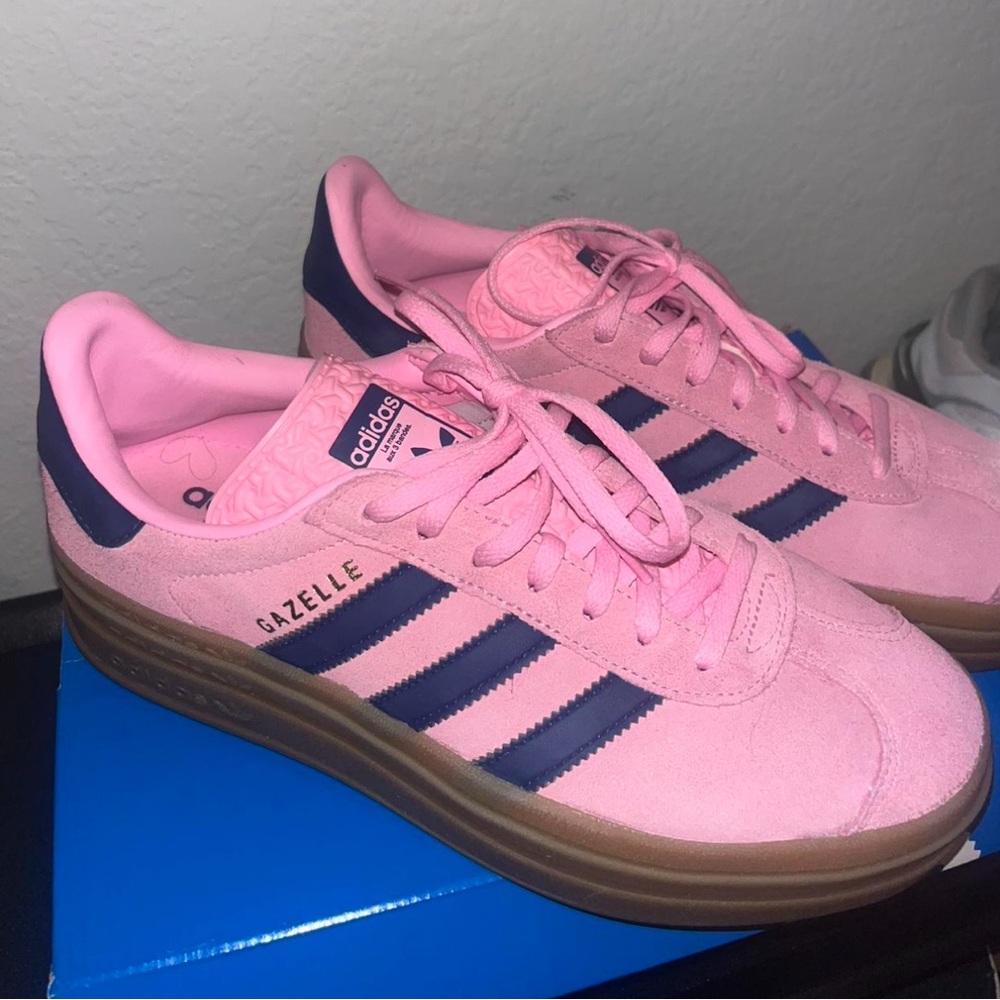 Adidas Gazelle Pink and Dark Blue Women's Sneakers - Picture 2 of 6